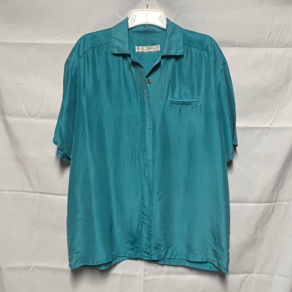Anne Pinkerton Vintage Silk Women's Blue Shirt Size Medium